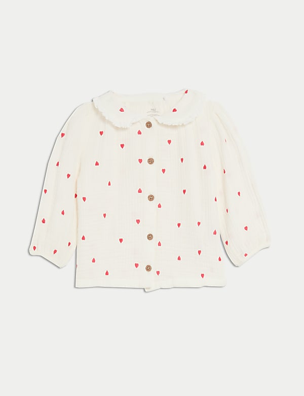 2pc Cotton Rich Heart Embroidered Outfit (0-3 Yrs)