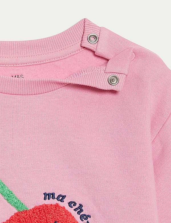 Cotton Rich Cherry Embroidery Sweatshirt (0-6 Yrs)