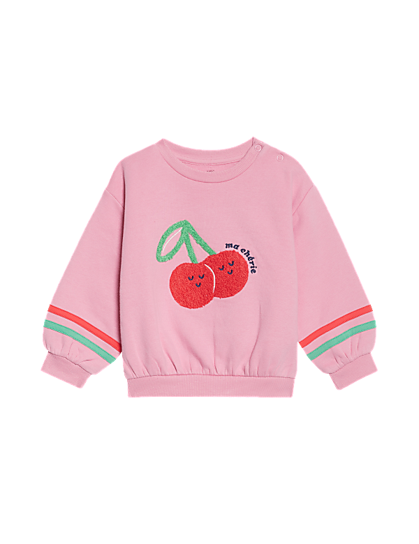 Cotton Rich Cherry Embroidery Sweatshirt (0-6 Yrs)