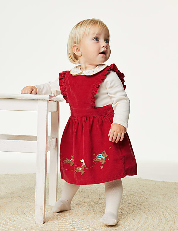 3pc Cotton Rich Christmas Sleigh Outfit (0-3 Yrs) - NO