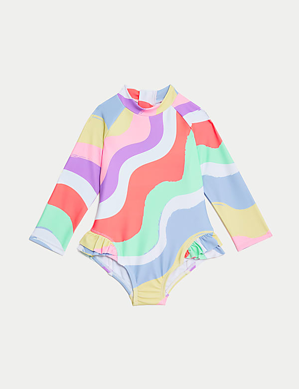 Rainbow Wave Long Sleeve Swimsuit (0-3 Yrs) - CN
