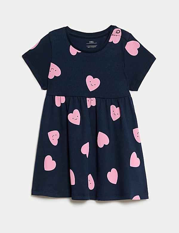 Cotton Rich Heart Print Dress (0-3 Yrs)