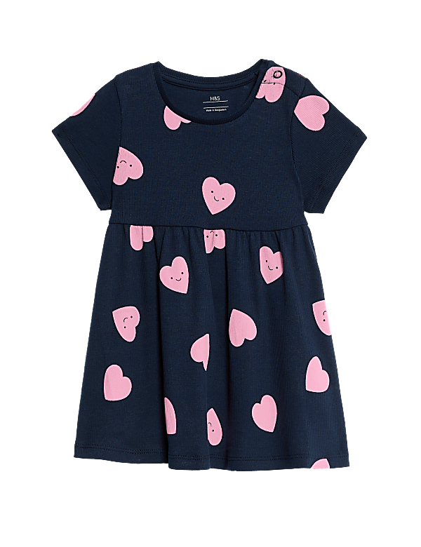 Cotton Rich Heart Print Dress (0-3 Yrs)