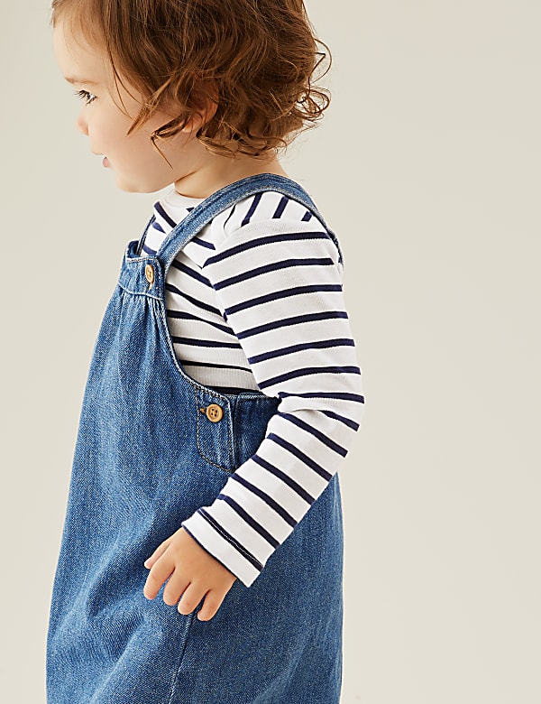 2pc Pure Cotton Denim Pinny Outfit (0-3 Yrs)