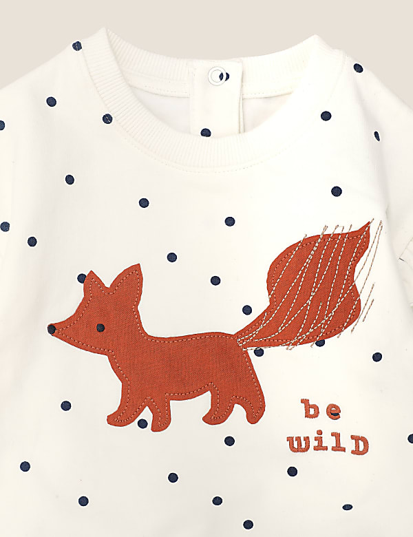 Jersey Spot Print Fox Applique Sweatshirt (0-3 Yrs)