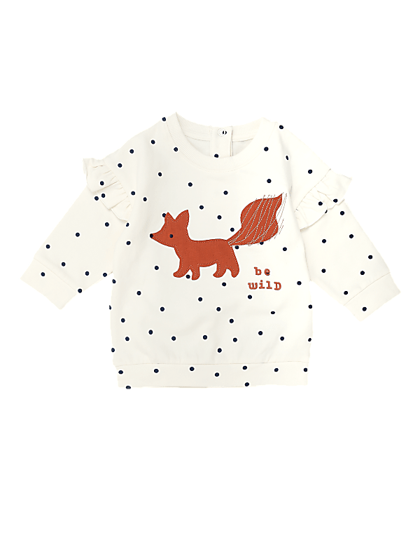 Jersey Spot Print Fox Applique Sweatshirt (0-3 Yrs)