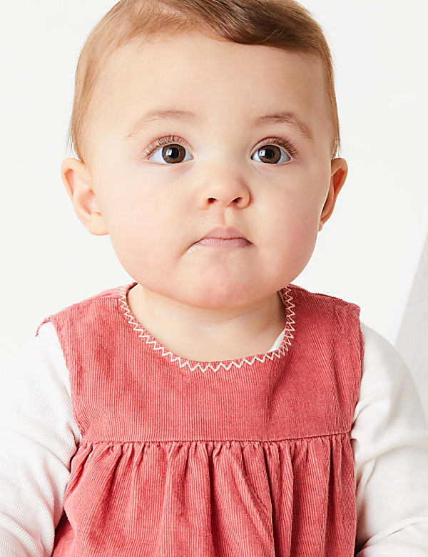 3 Piece Cotton Embroidered Dress (7lbs-3 Yrs)