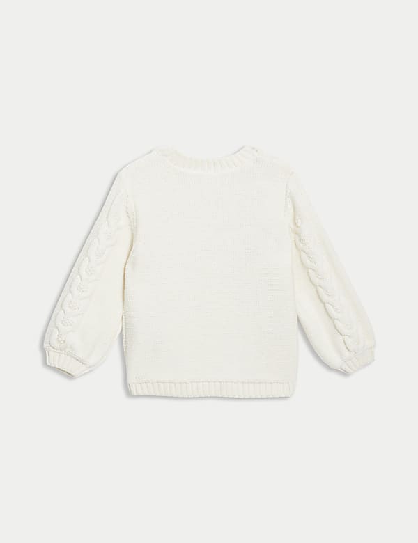 Pure Cotton Cable Knit Cardigan (0-3 Yrs)