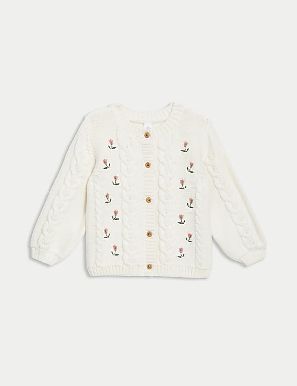 Pure Cotton Cable Knit Cardigan (0-3 Yrs) - LT