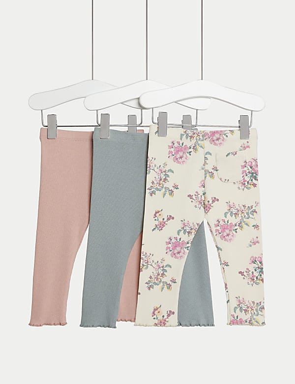 Set van 3 katoenrijke leggings (0-3 jaar) - BE