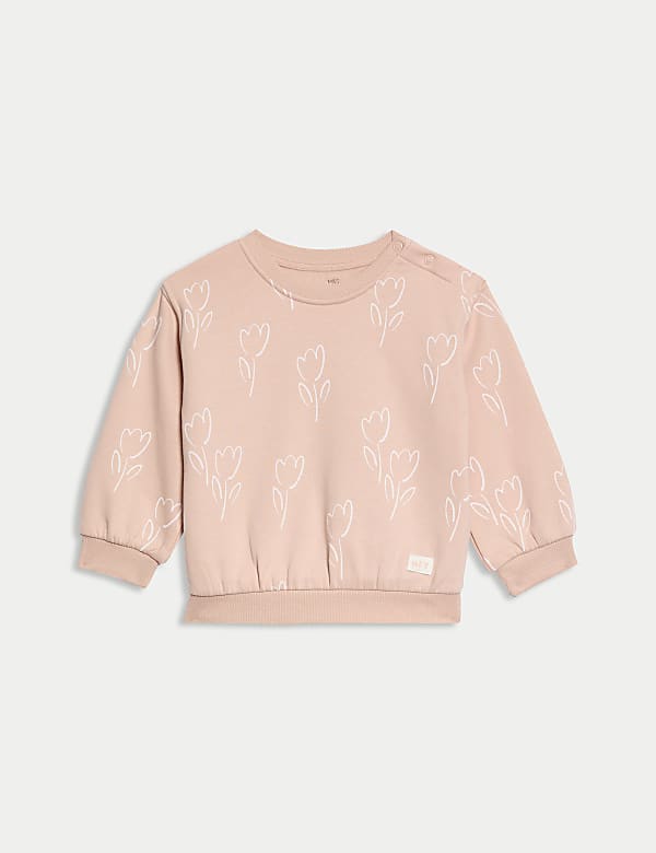 2-delige katoenrijke jeans outfit met tulpenprint (0-8 jaar) - BE