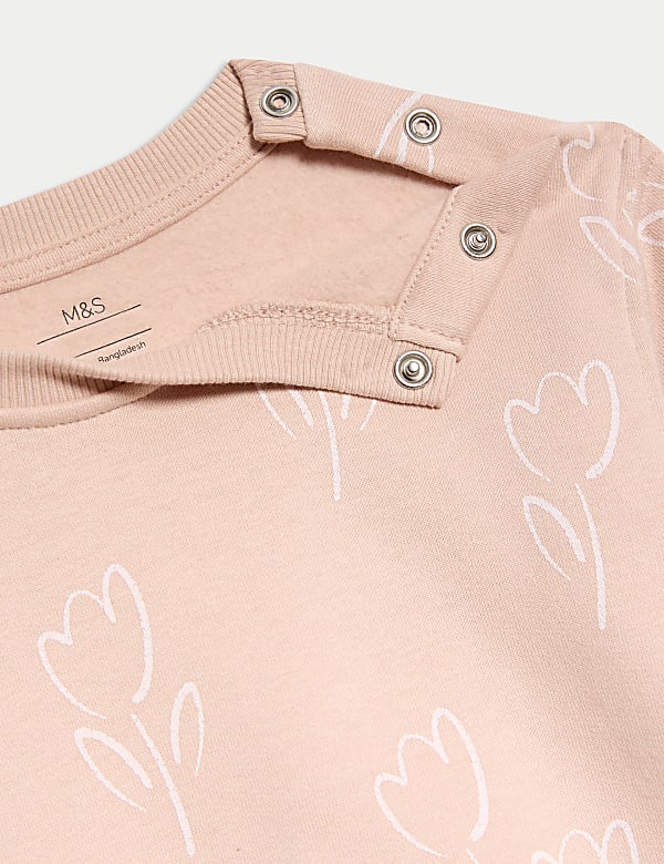 2-delige katoenrijke jeans outfit met tulpenprint (0-8 jaar) - BE