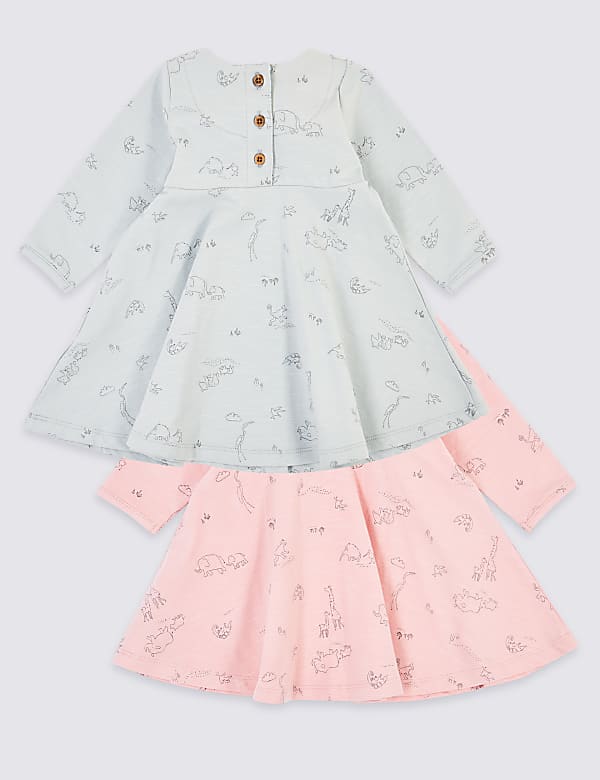 2 Pack Jersey Animal Print Dress (7lbs-12 Mths)