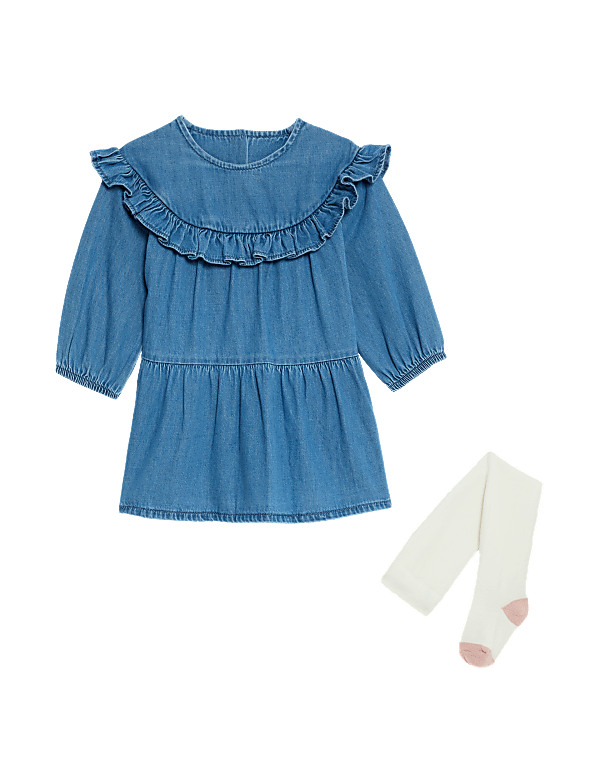2pc Cotton Rich Dress with Tights (0-3 Yrs)