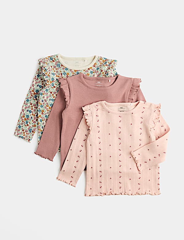3 Pack Pure Cotton Jersey Floral Tops (0-5 Yrs)