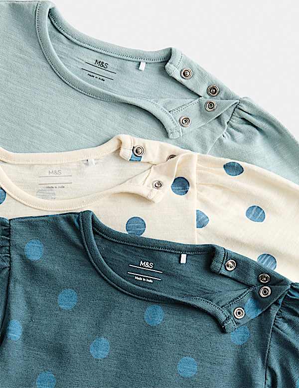 3 Pack Pure Cotton Spotty Tops (0-5 Yrs)