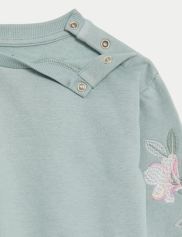 2pc Cotton Rich Floral Embroidered Outfit (0-3 Yrs)