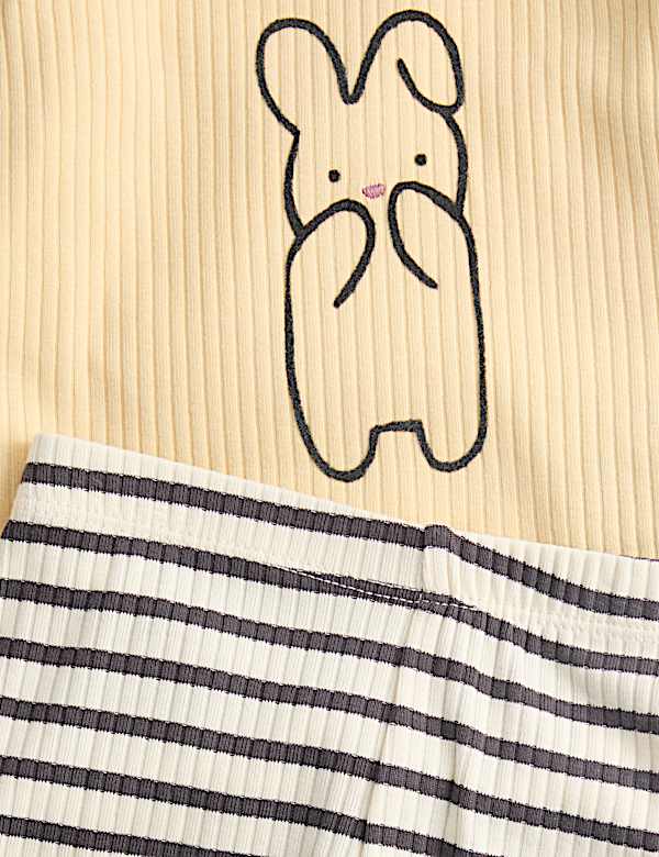 2-delig katoenrijk pakje met konijnenmotief (0-3 jaar) - NL