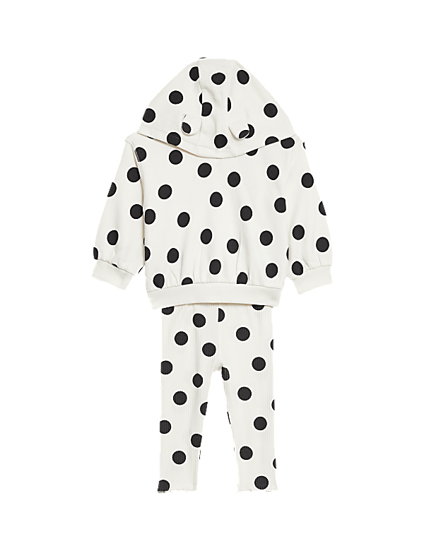 2pc Cotton Rich Spot Hooded Outfit (0-3 Yrs)