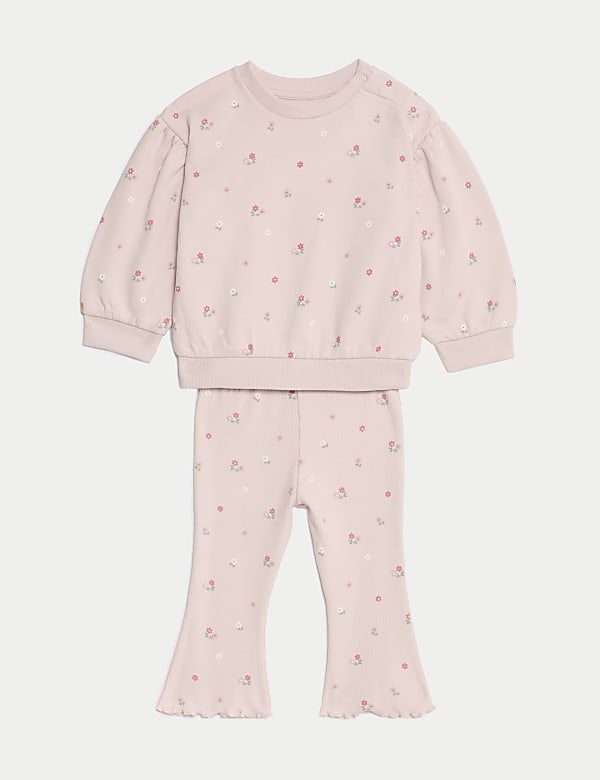 2pc Cotton Rich Floral Sweat Outfit (0-3 Yrs) - CA