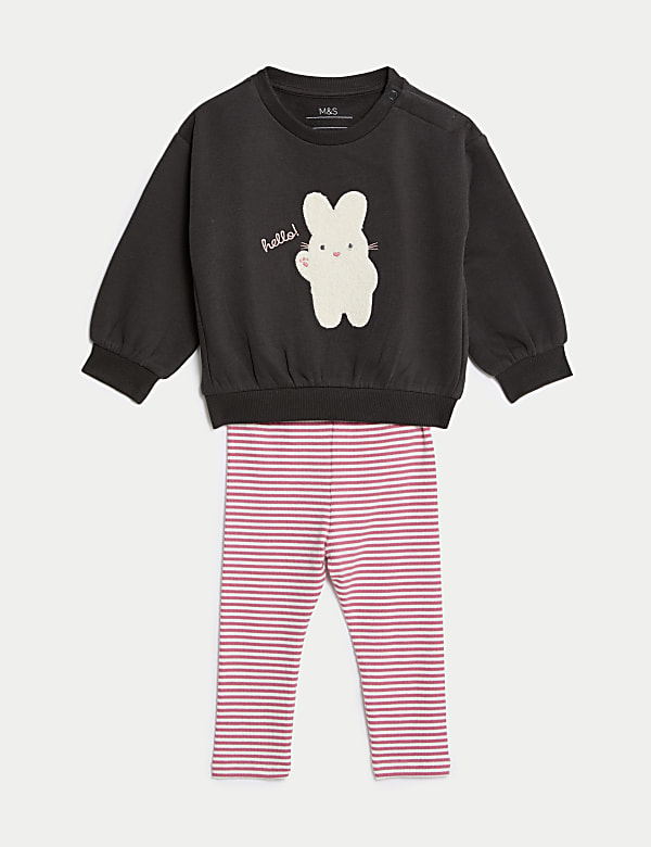 2pc Cotton Rich Bunny Sweat Outfit (0-3 Yrs) - RO