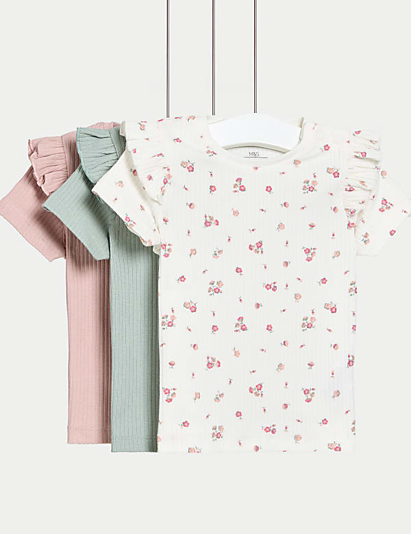 Lot de 3 tops en coton à motif fleuri et côtelé (jusqu’au 3 ans) - FR