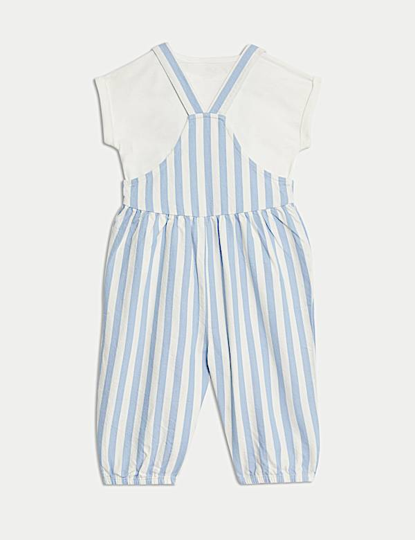 2pc Pure Cotton Striped Dungarees (0-3 Yrs) - FR