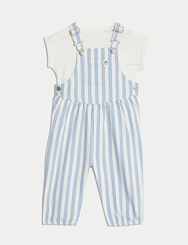 2pc Pure Cotton Striped Dungarees (0-3 Yrs) - VN