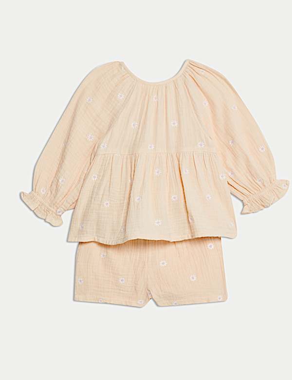 2pc Pure Cotton Floral Top & Shorts Outfit (0-3 Yrs) - LU