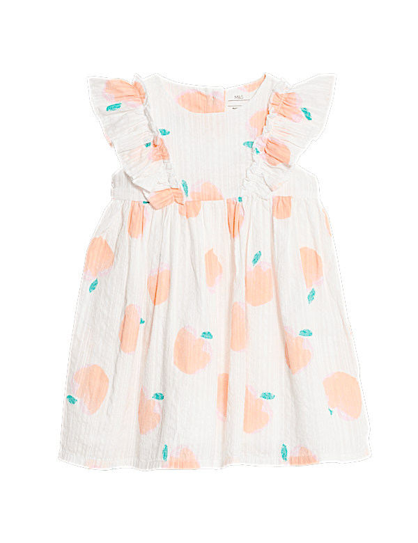 Pure Cotton Seersucker Peach Dress (0-3 Yrs)