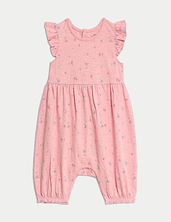 Pure Cotton Ditsy Floral Frill Romper (0-3 Yrs)