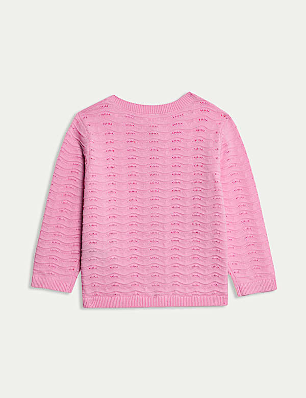 Pure Cotton Pointelle Cardigan (0-3 Yrs) - JO