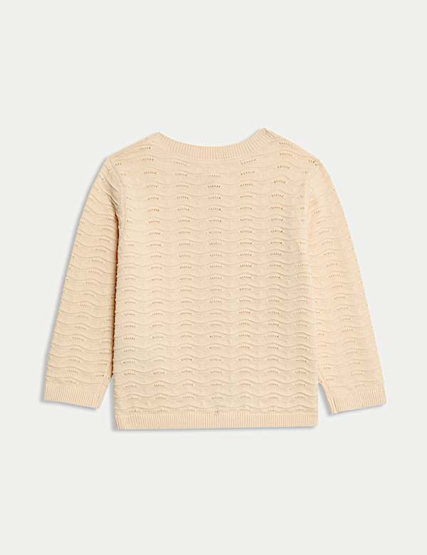 Pure Cotton Pointelle Cardigan (0-3 Yrs) - PL