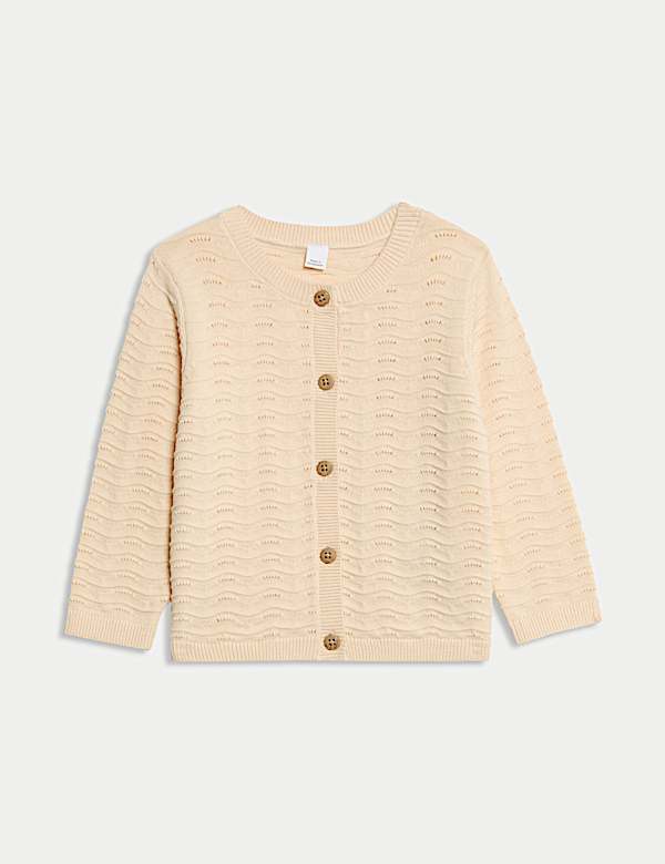 Pure Cotton Pointelle Cardigan (0-3 Yrs) - VN