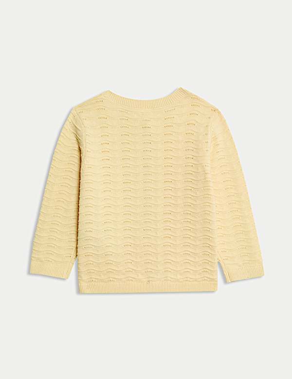 Pure Cotton Pointelle Cardigan (0-3 Yrs) - JO