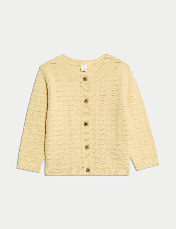 Pure Cotton Pointelle Cardigan (0-3 Yrs) - US