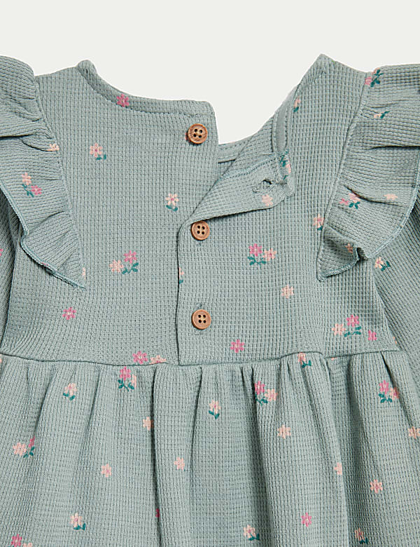 Cotton Rich Floral Dress with Tights (0-3 Yrs)