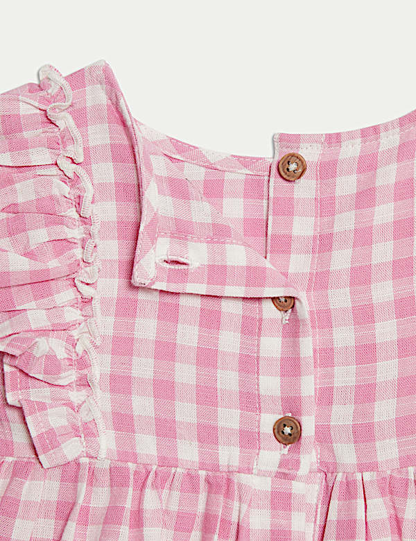 Pure Cotton Gingham Dress (0-3 Yrs)