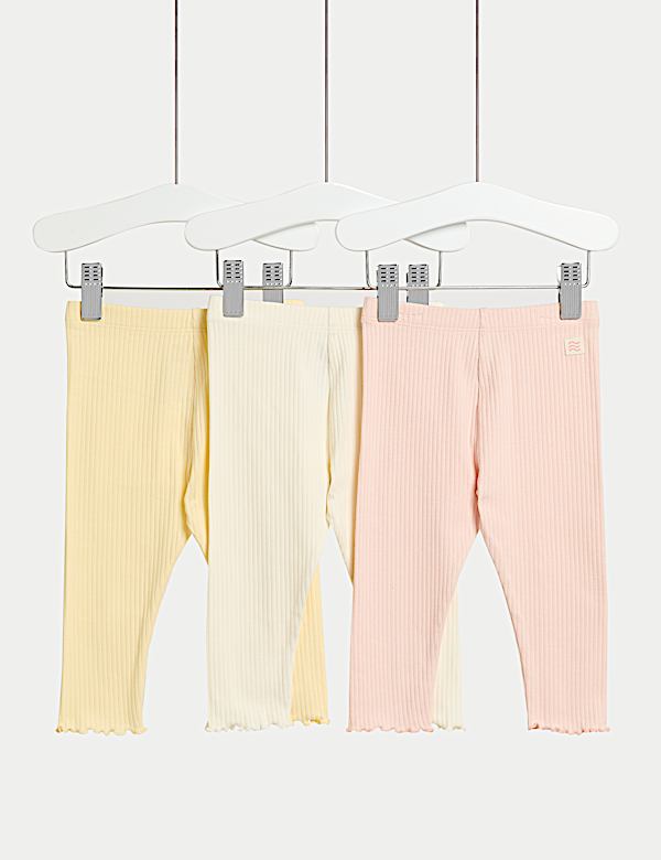 3pk Cotton Rich Ribbed Leggings (0-3 Yrs) - NO