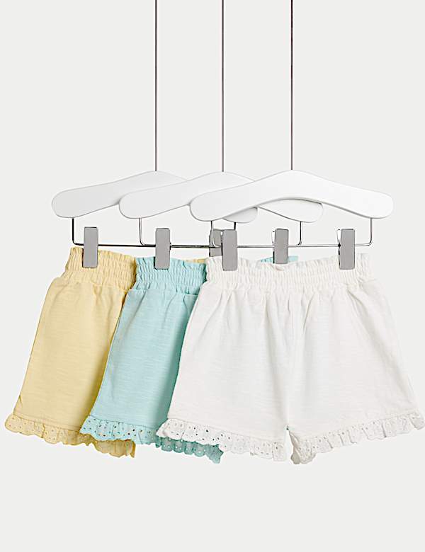 3er-Pack Shorts aus reiner Baumwolle mit Stickbordüre (0–3&nbsp;J.) - DE