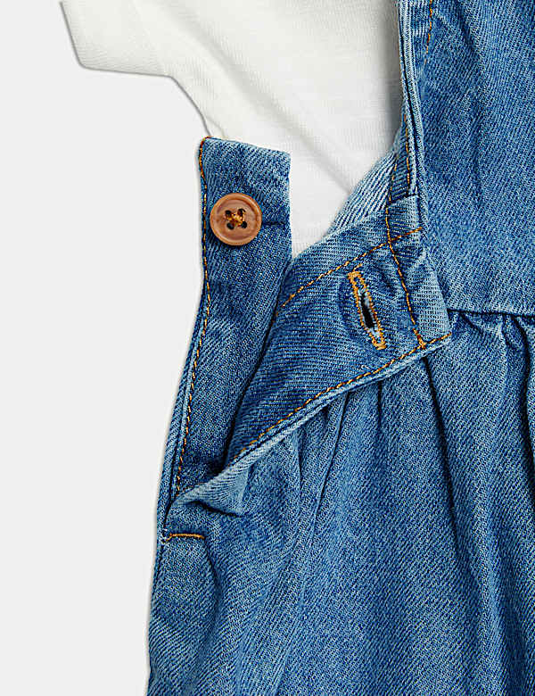 2pc Pure Cotton Denim Pinafore Outfit (0-3 Yrs)