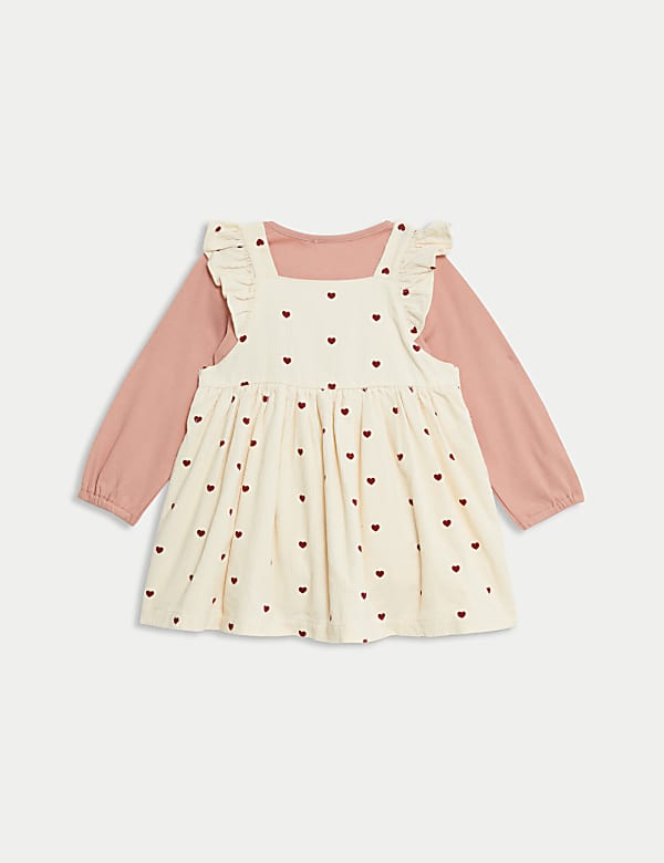 3pc Cotton Rich Heart Print Pinnie Outfit (0-3 Yrs)