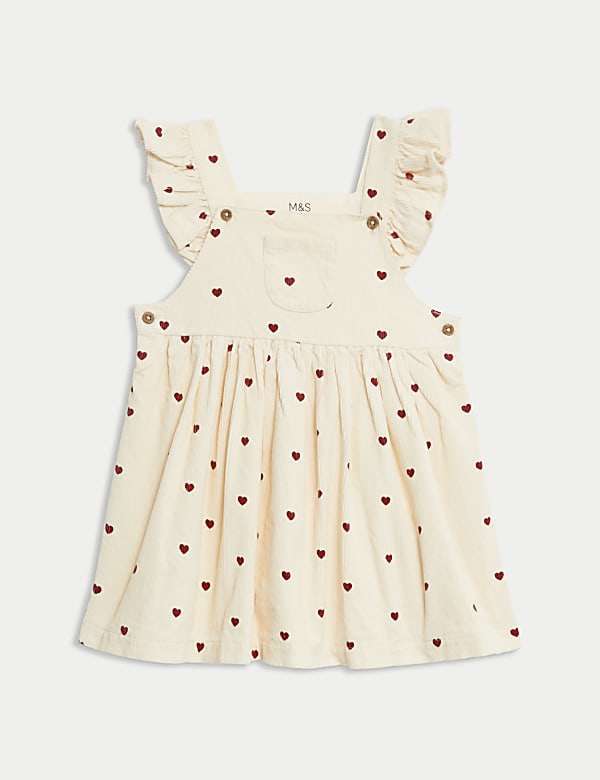 3pc Cotton Rich Heart Print Pinnie Outfit (0-3 Yrs)
