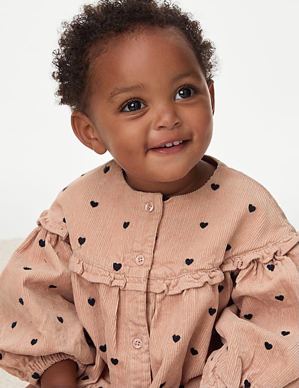 2pc Cotton Rich Heart Print Dress with Tights