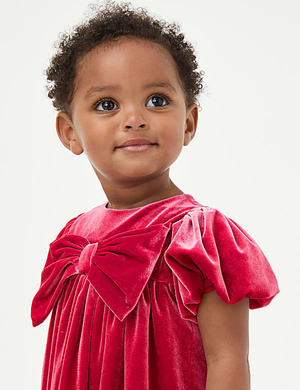 2pc Velour Bow Dress with Tights (0-8 Yrs)