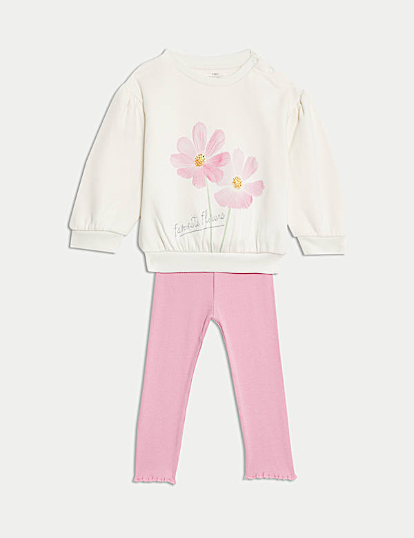 2pc Cotton Rich Floral Top & Leggings Outfit (0-3 Yrs) - VN