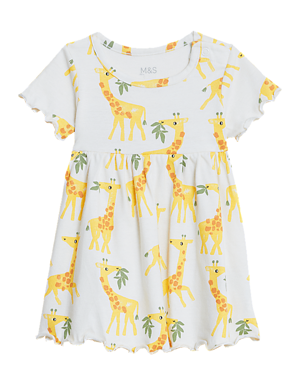 Pure Cotton Giraffe Print Dress (0-3 Yrs)