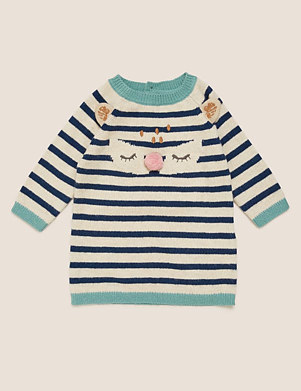 2pc Cotton Stripe Knitted Dress (0-3 Yrs)
