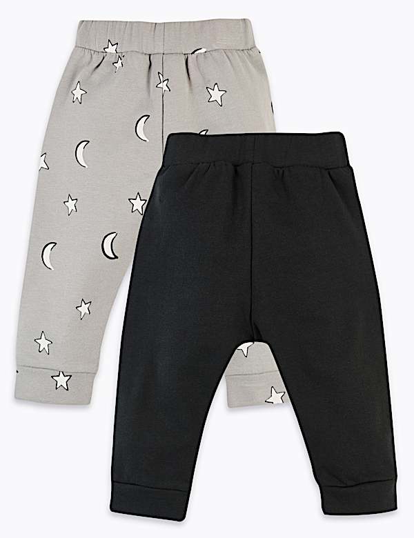 2 Pack Star & Moon Print Joggers (0-3 Yrs)