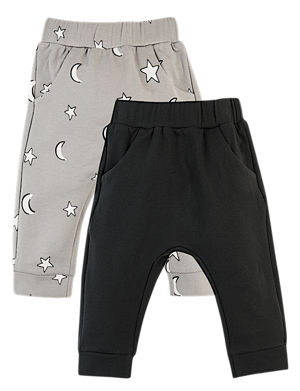2 Pack Star & Moon Print Joggers (0-3 Yrs)